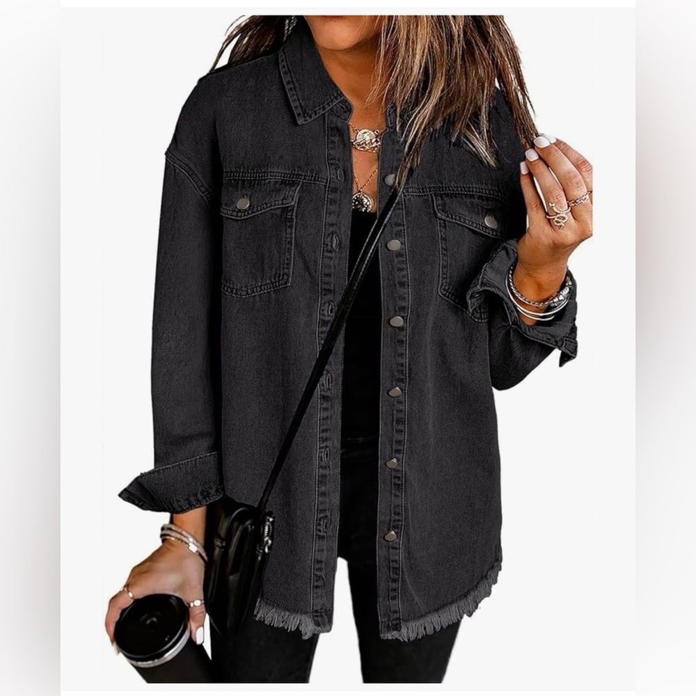 Zeagoo Charcoal denim Button Down Shacket - XXL